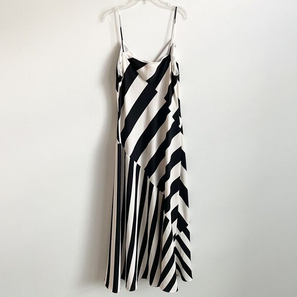 Saunders Collective Plus Size 14 Black White Striped Dress Full Length Maxi - Picture 5 of 7